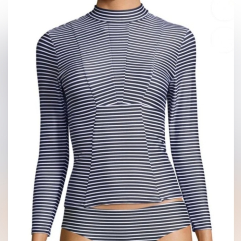 MIKOH Lowers Rash Guard Swim Top Classic Stripe Euro Summer NWOT size Small
